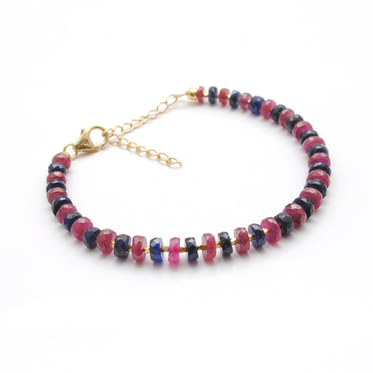 925 Sterling Silver Ruby & Multi-Sapphire Beaded Bracelet - view 3