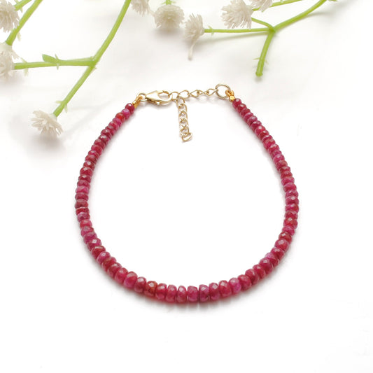 925 Sterling Silver Ruby Bracelet, July Birthstone Jewelry, Elegant Gift for Her - view 3