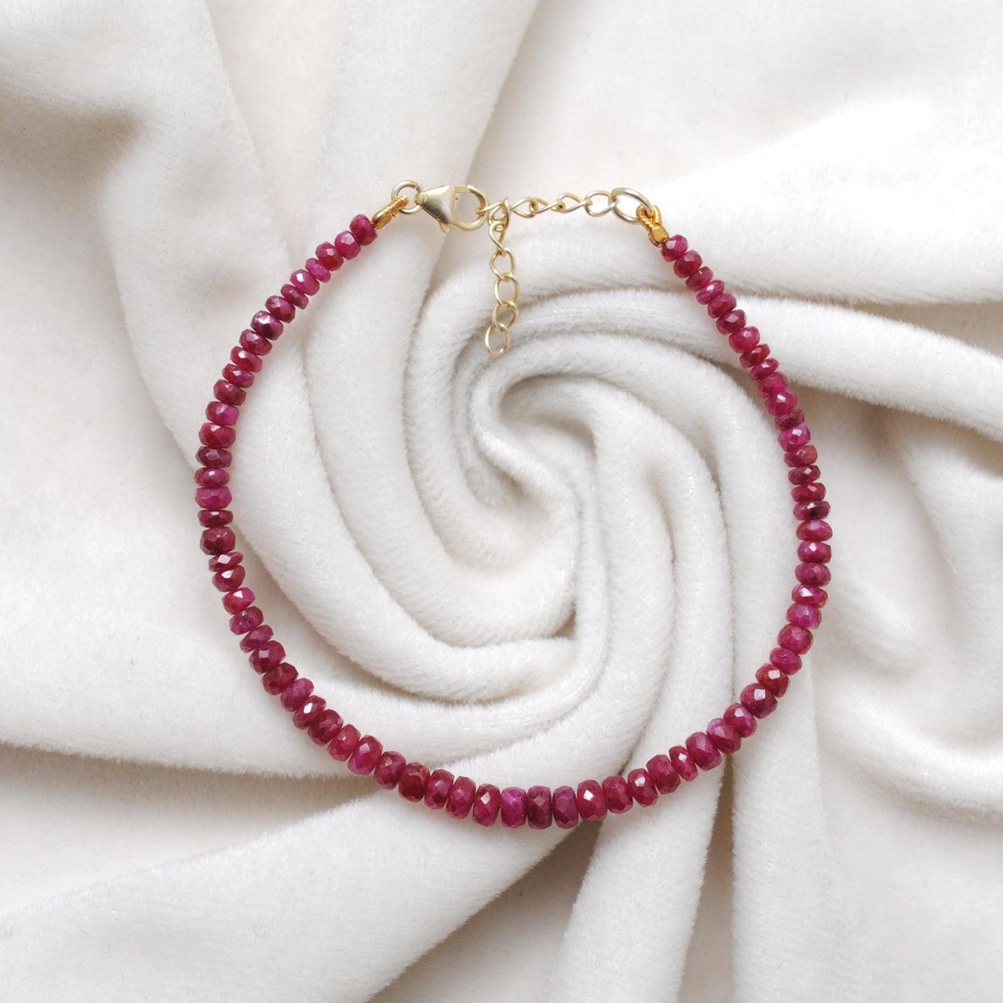 925 Sterling Silver Handmade Natural Ruby Bracelet for Women