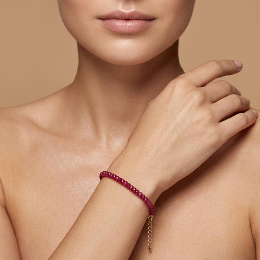 925 Sterling Silver Handmade Natural Ruby Bracelet for Women