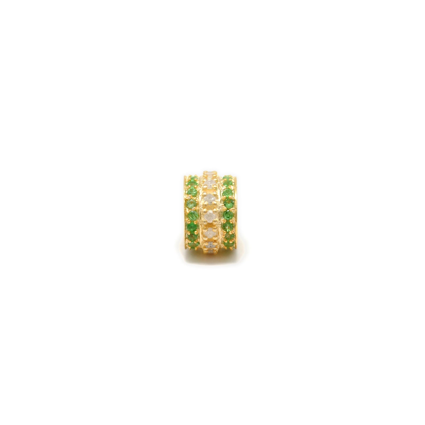 Sapphire Tsavorite Diamond Ruby Donut Silver Spacer Charm Beads Findings