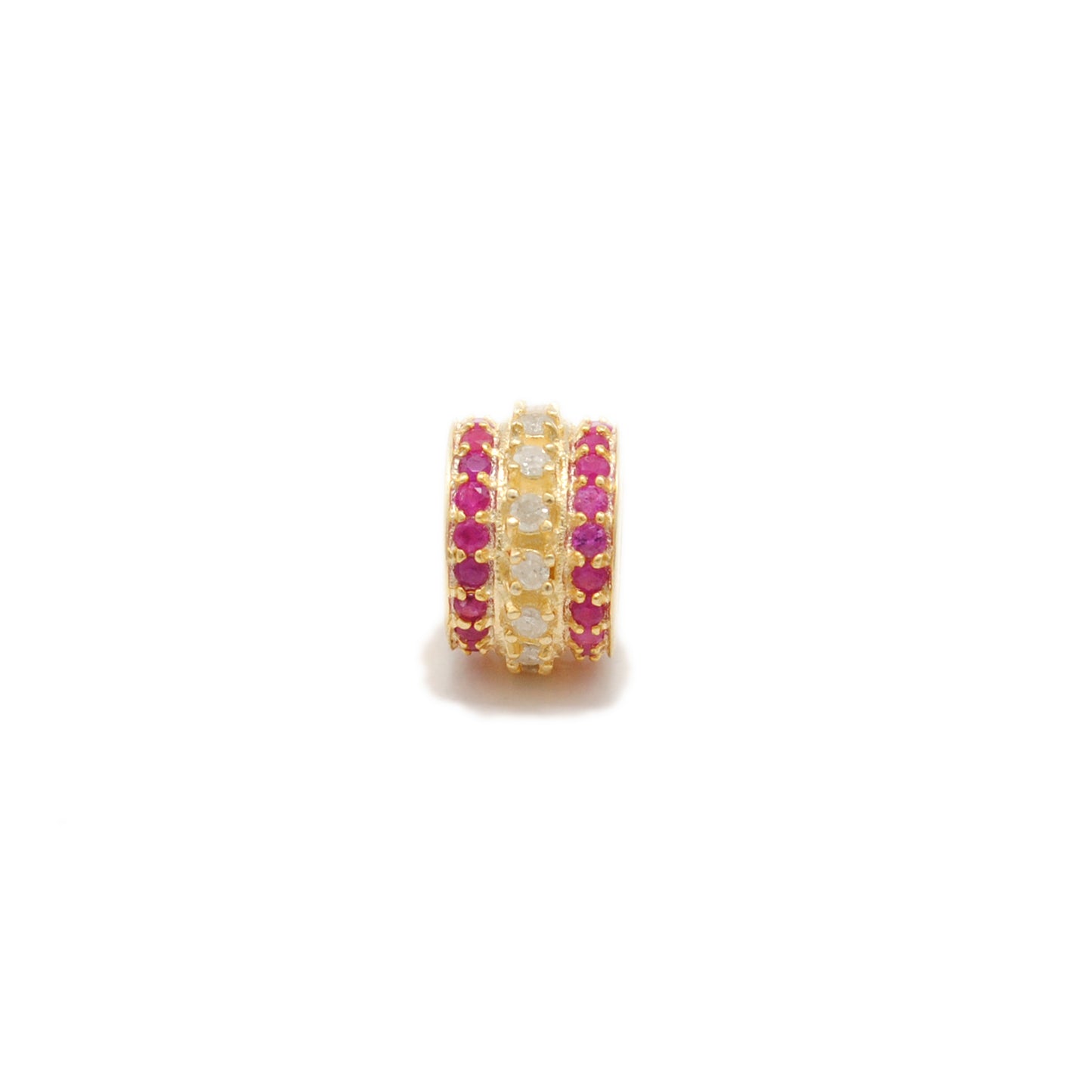 Sapphire Tsavorite Diamond Ruby Donut Silver Spacer Charm Beads Findings