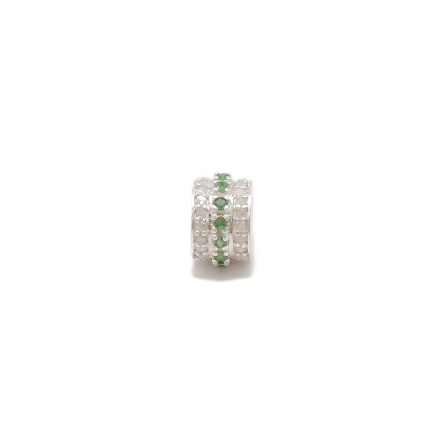 Sapphire Tsavorite Diamond Ruby Donut Silver Spacer Charm Beads Findings