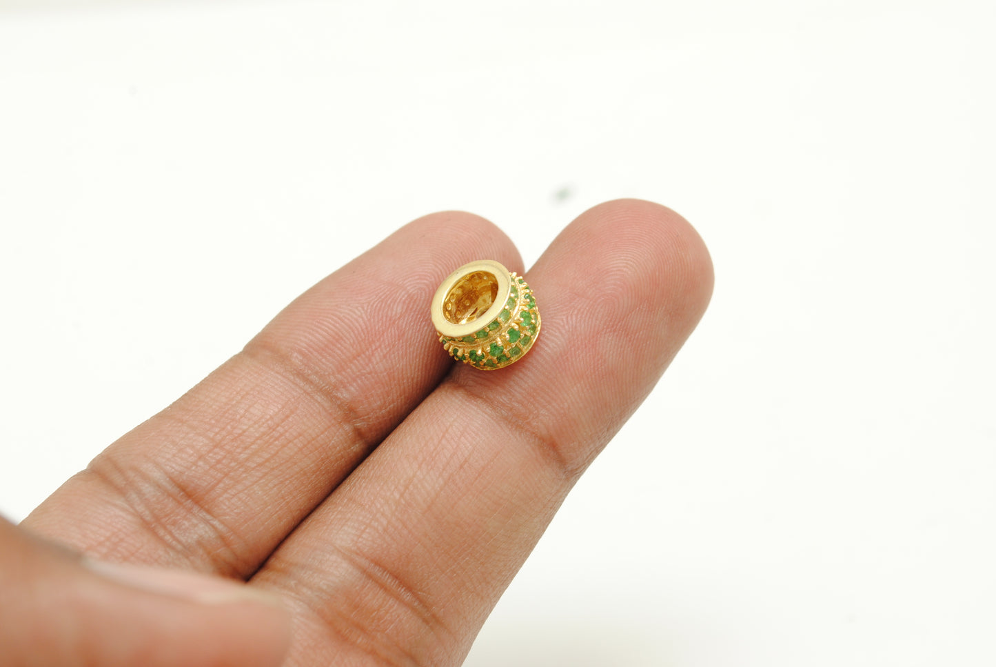 Sapphire Tsavorite Diamond Ruby Donut Silver Spacer Charm Beads Findings