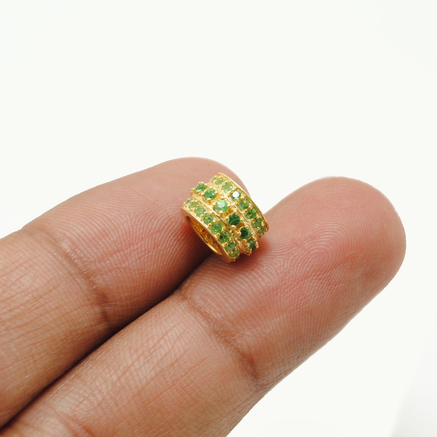 Sapphire Tsavorite Diamond Ruby Donut Silver Spacer Charm Beads Findings