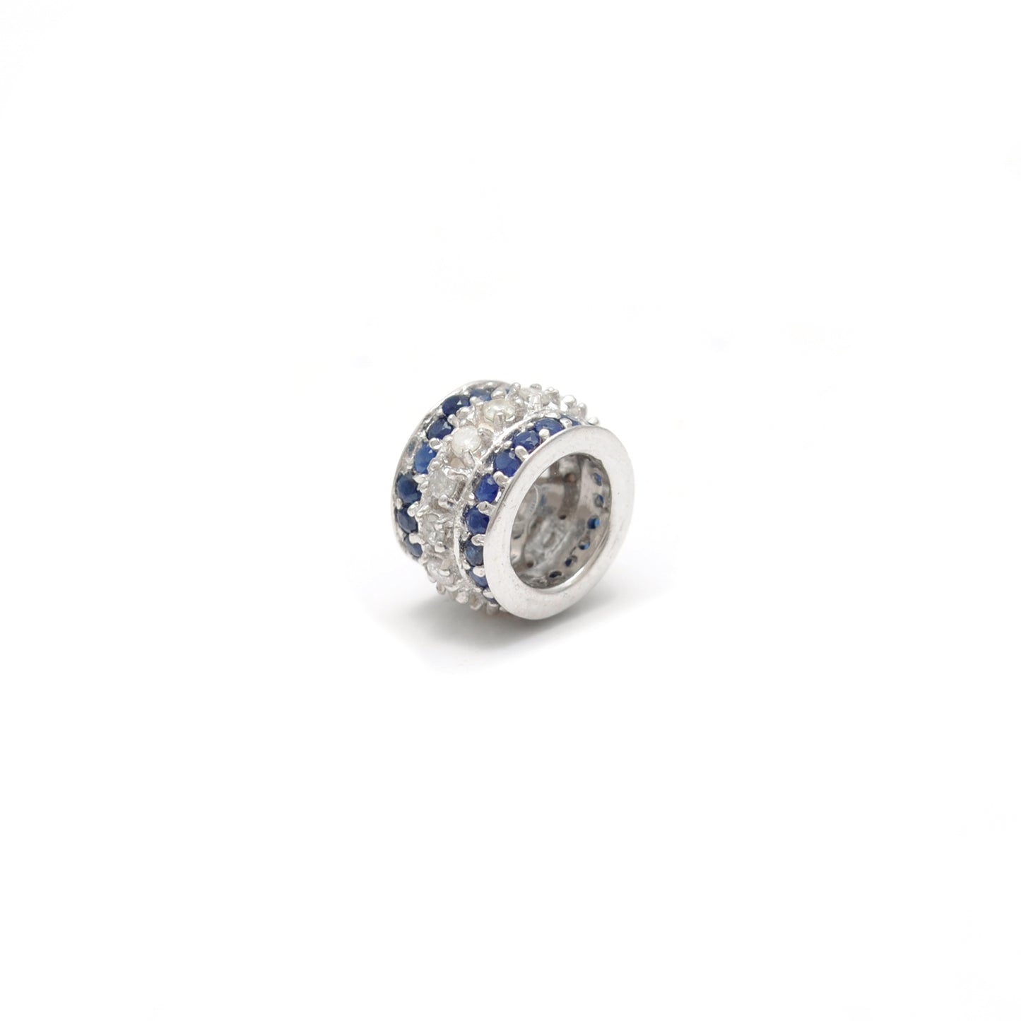 Sapphire Tsavorite Diamond Ruby Donut Silver Spacer Charm Beads Findings