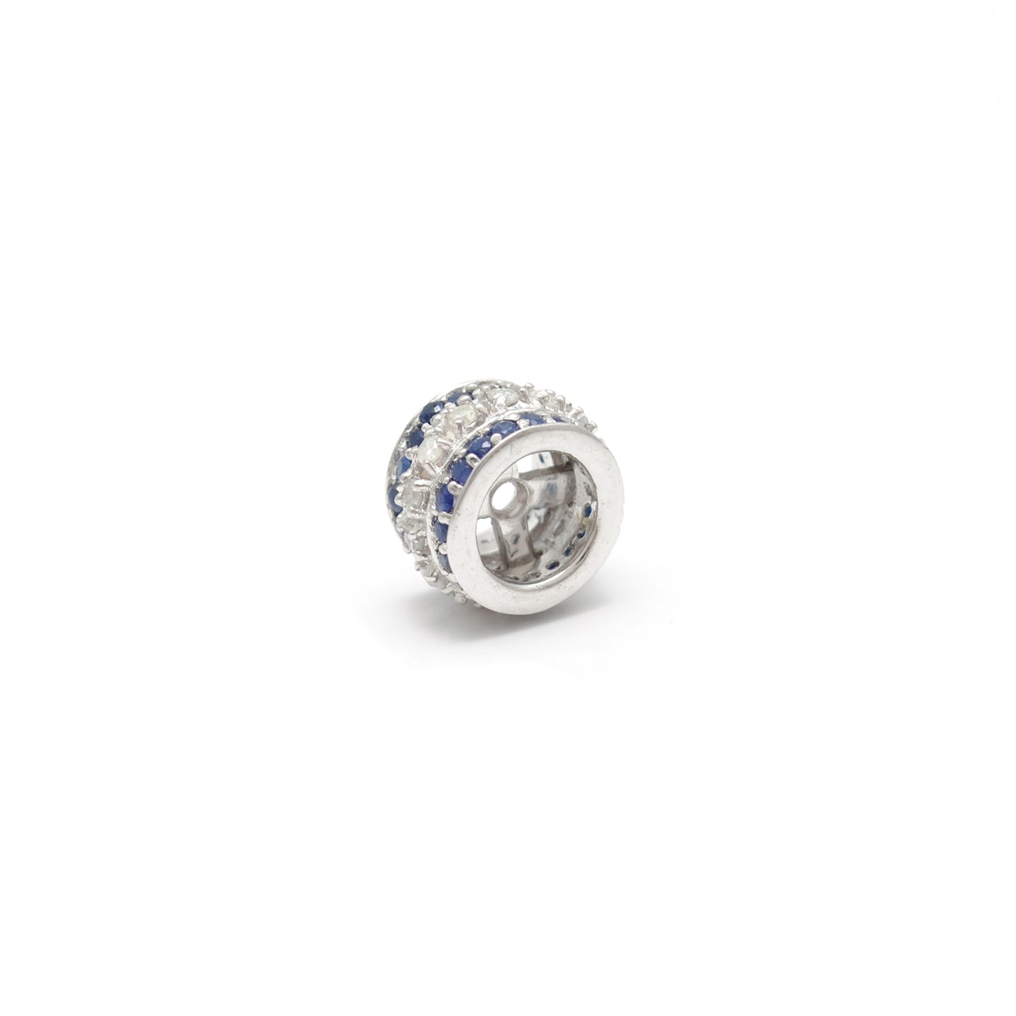 Sapphire Tsavorite Diamond Ruby Donut Silver Spacer Charm Beads Findings