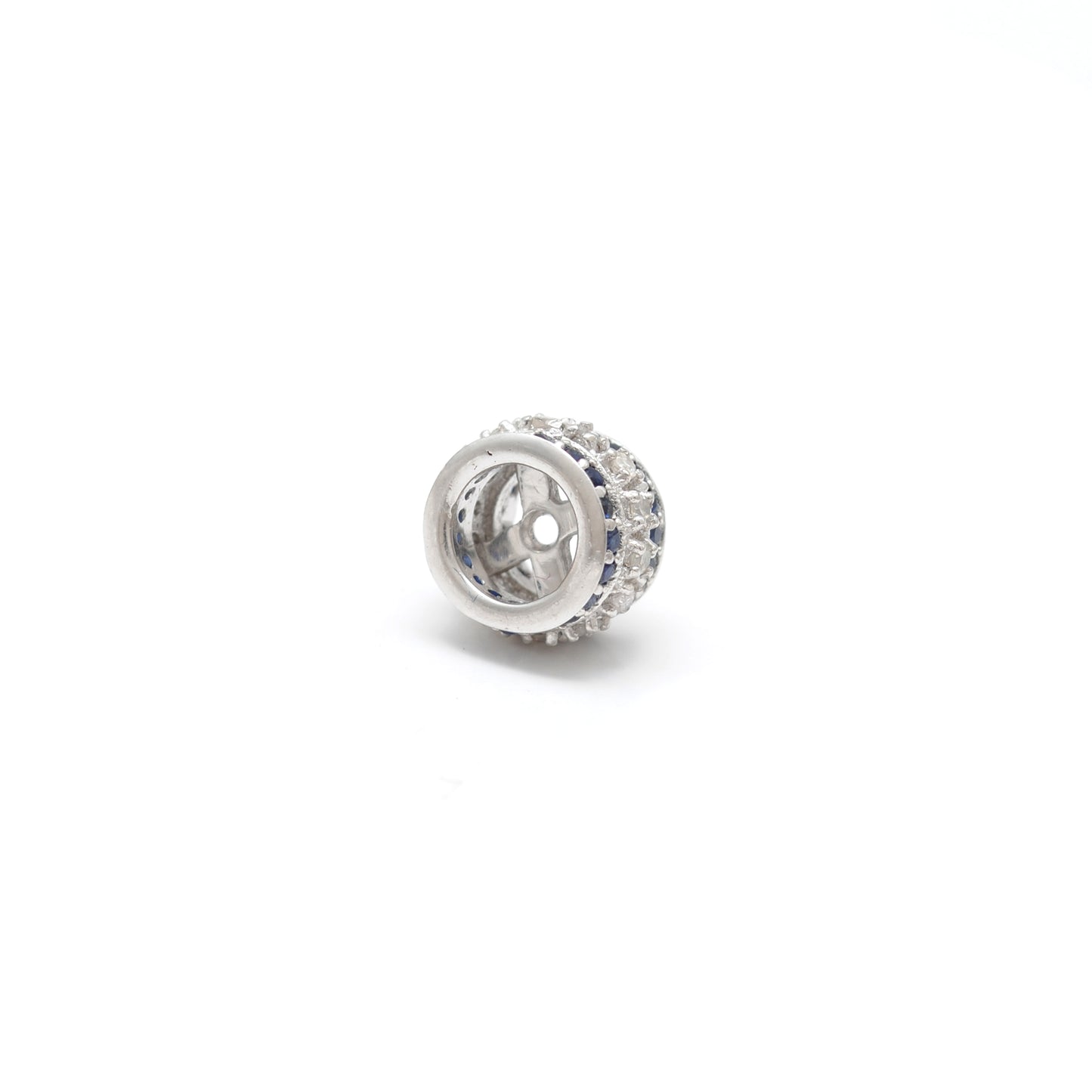 Sapphire Tsavorite Diamond Ruby Donut Silver Spacer Charm Beads Findings