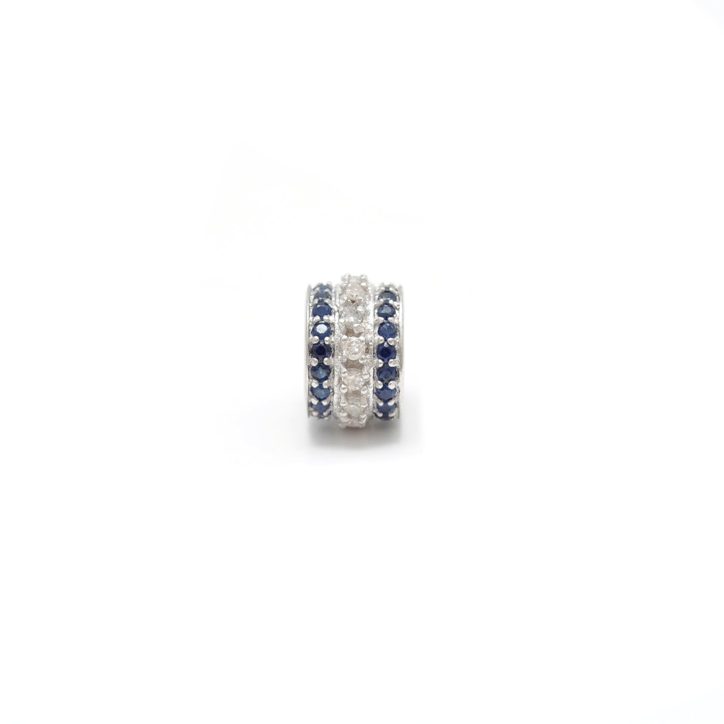 Sapphire Tsavorite Diamond Ruby Donut Silver Spacer Charm Beads Findings
