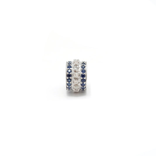 925 Silver Gemstone Pavé Donut Spacer Bead, 10mm - view 3