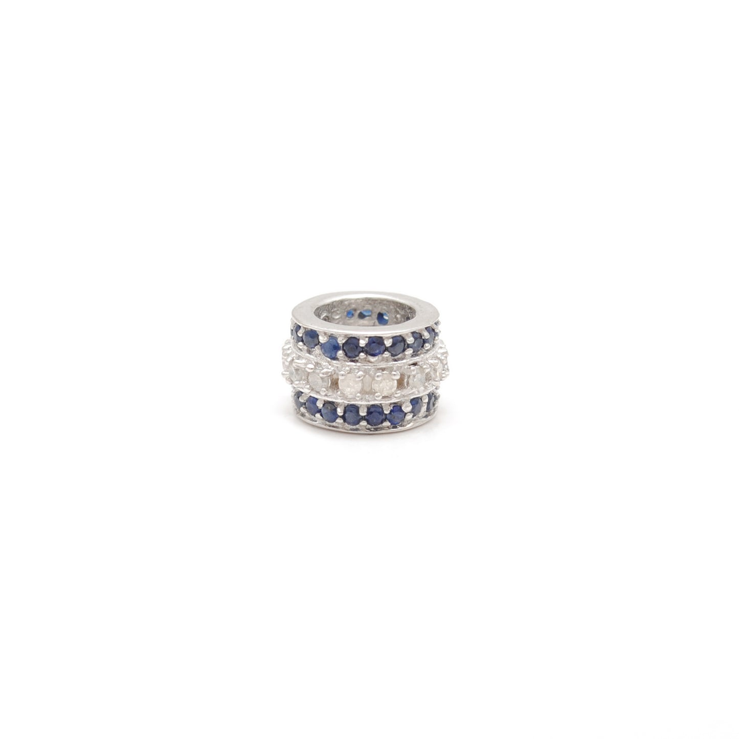 Sapphire Tsavorite Diamond Ruby Donut Silver Spacer Charm Beads Findings