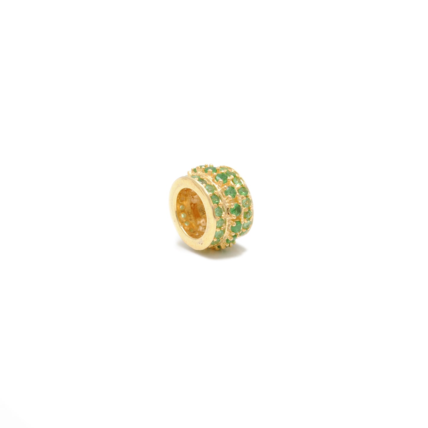 Sapphire Tsavorite Diamond Ruby Donut Silver Spacer Charm Beads Findings