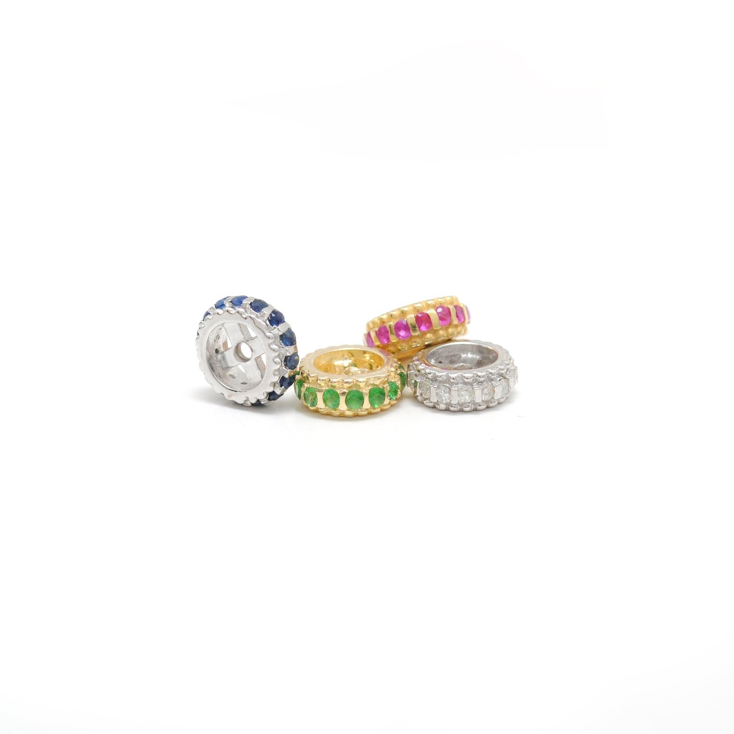 9K 14K 18K Gold Ruby Sapphire Tsavorite Diamond Spacer Beads