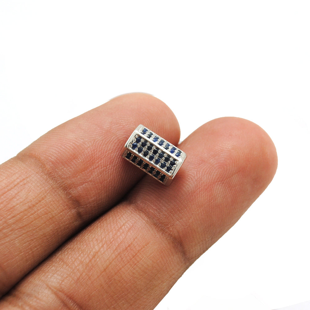 Tsavorite Diamond Hexagon Spacer Charm Beads Silver DIY Craft Jewelry