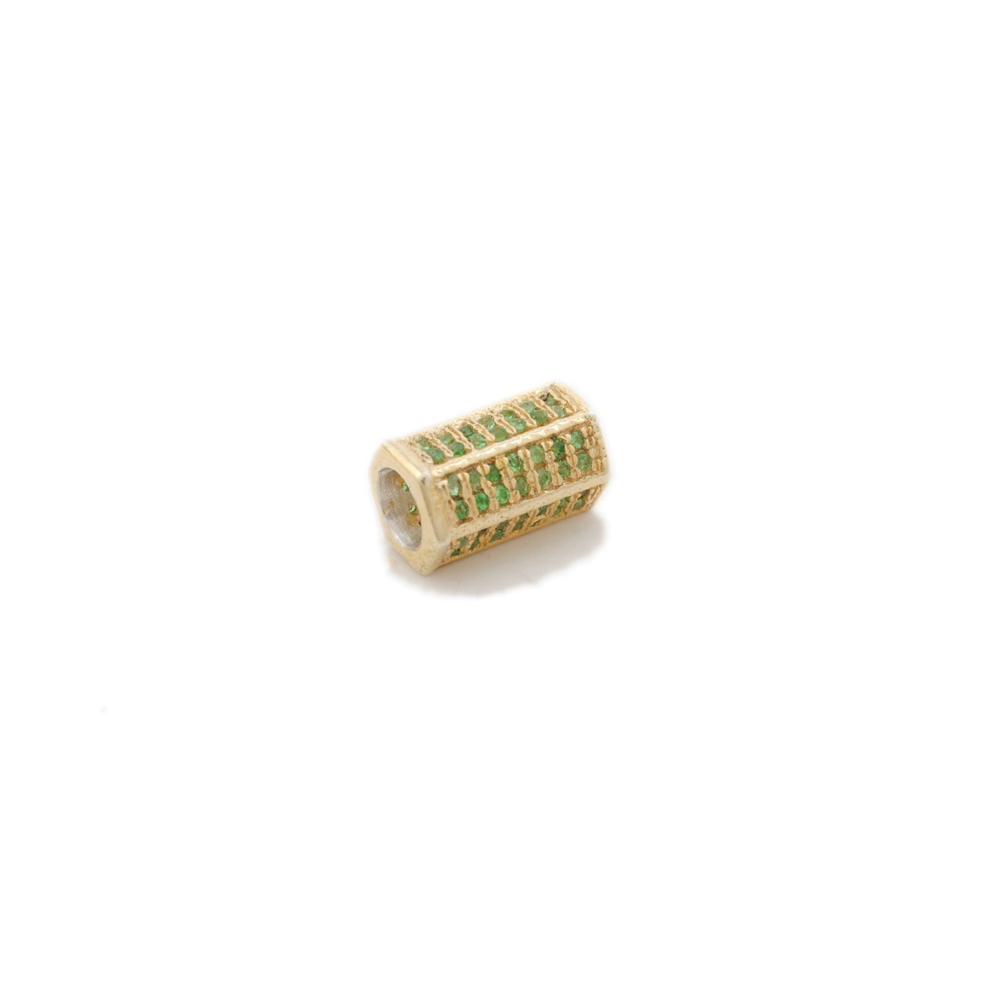 Tsavorite Diamond Hexagon Spacer Charm Beads Silver DIY Craft Jewelry