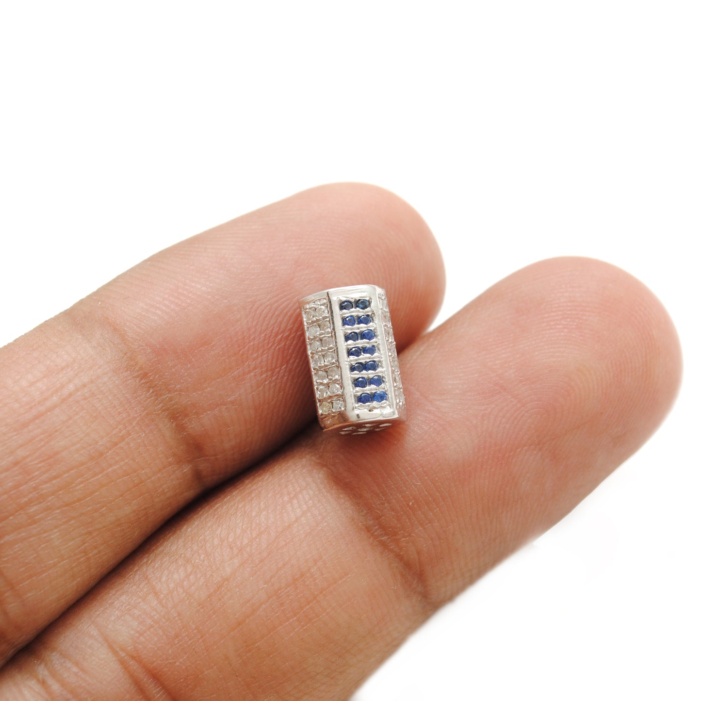 Tsavorite Diamond Hexagon Spacer Charm Beads Silver DIY Craft Jewelry