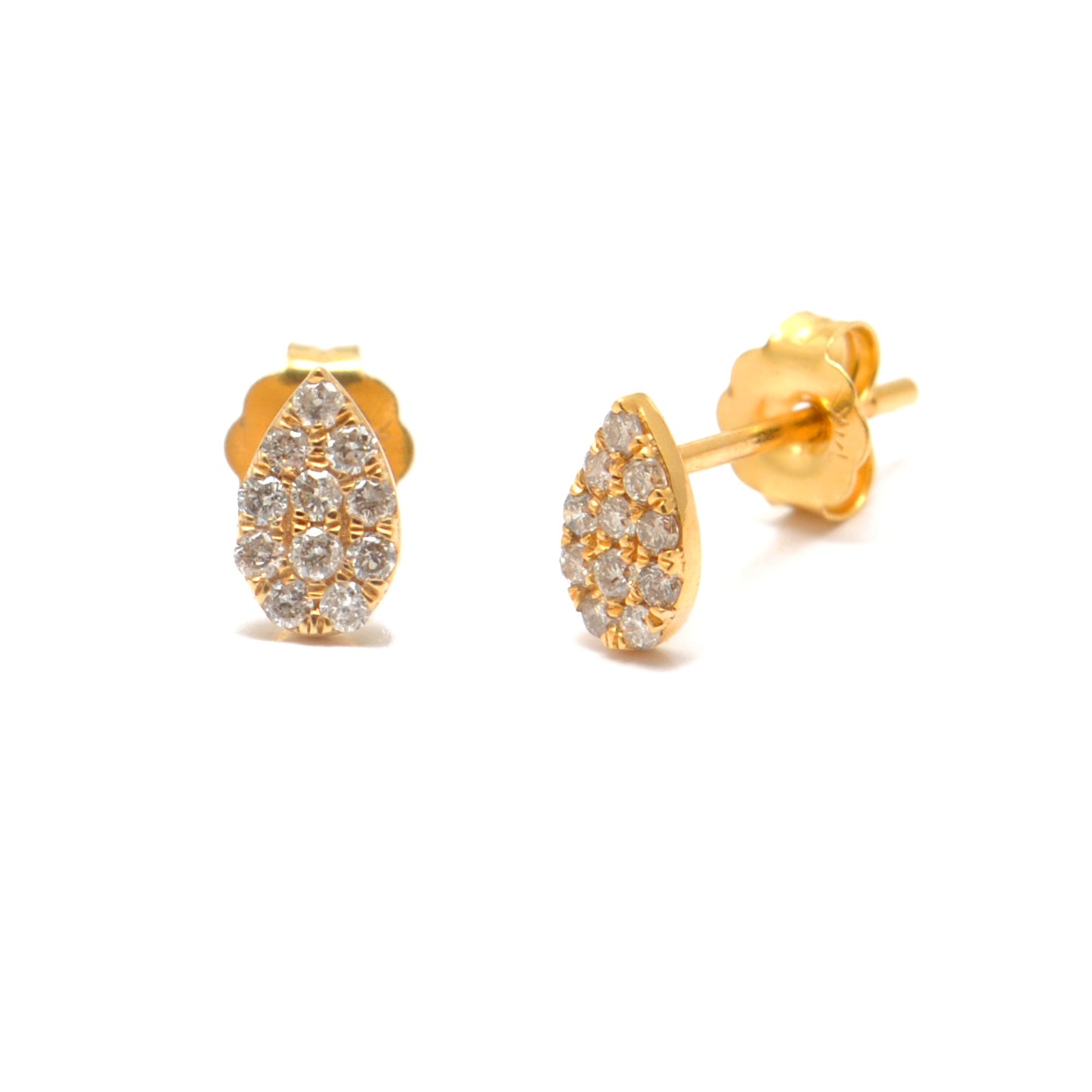 14k Yellow Gold Pave Diamond Stud Earrings - Sar Gems