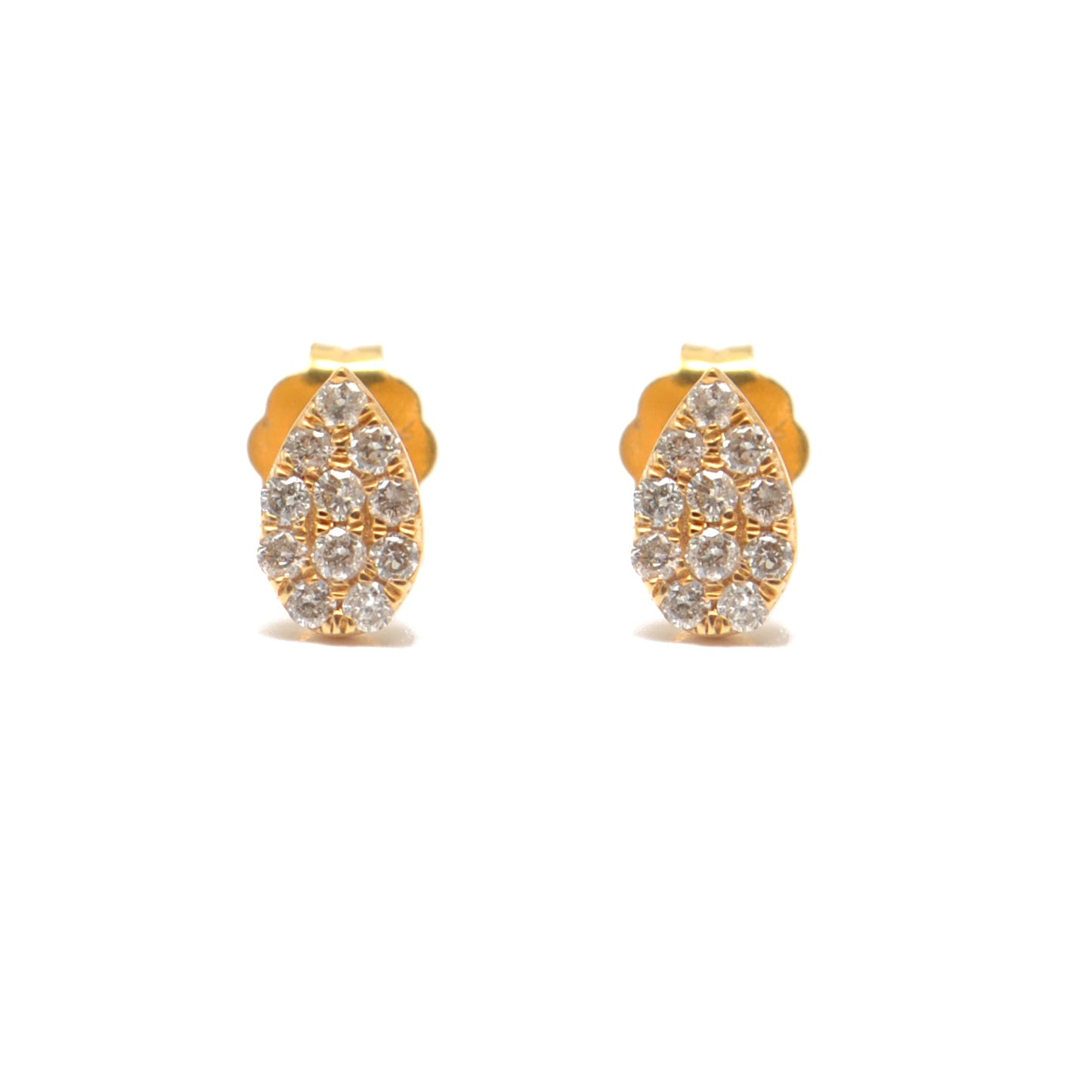 14k Yellow Gold Pave Diamond Stud Earrings - Sar Gems