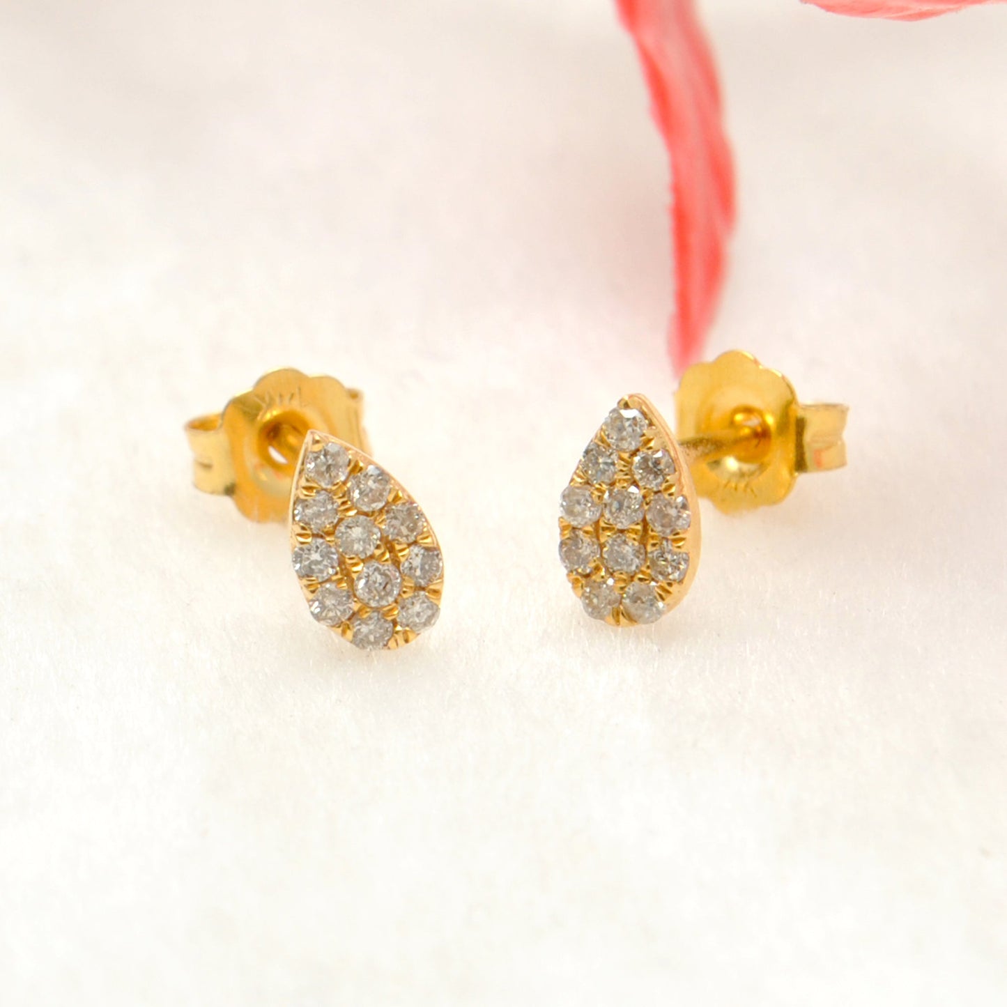 14k Yellow Gold Pave Diamond Stud Earrings - Sar Gems