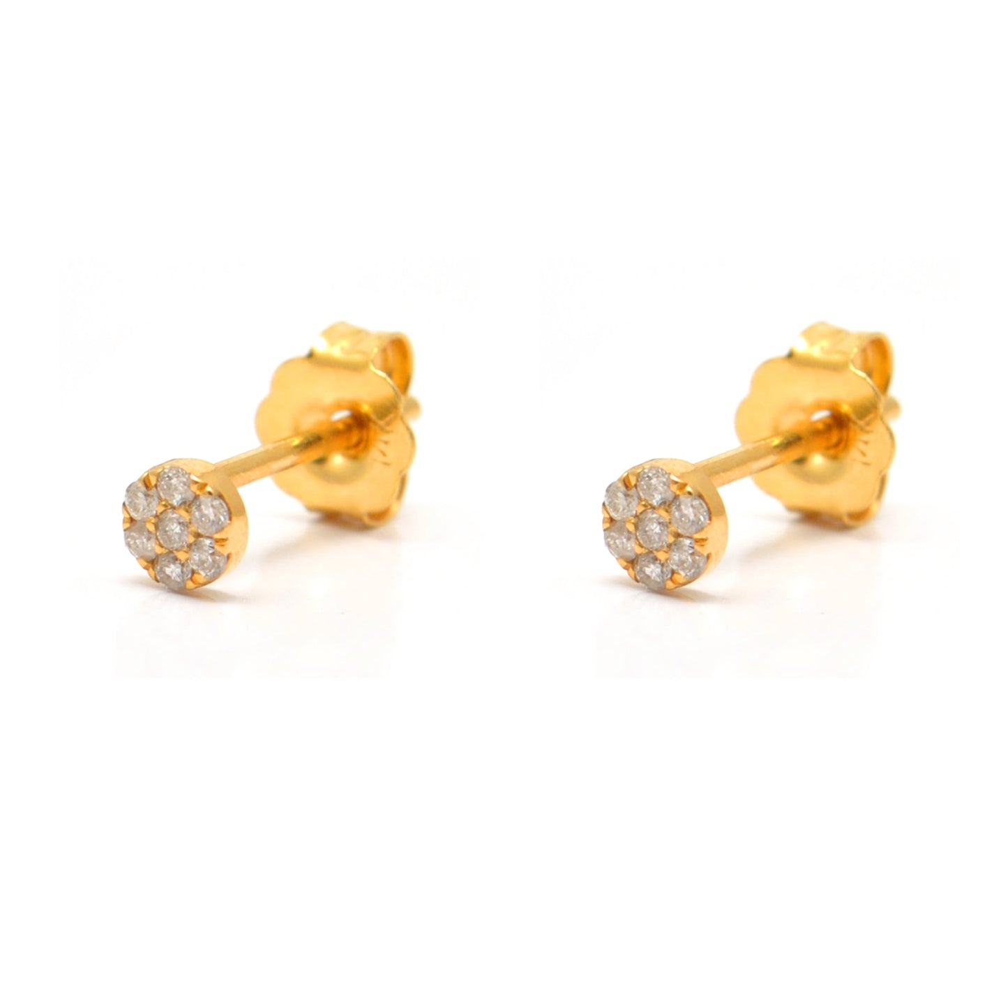 14k Solid Yellow Gold Pave Diamond Stud Earrings - Sar Gems