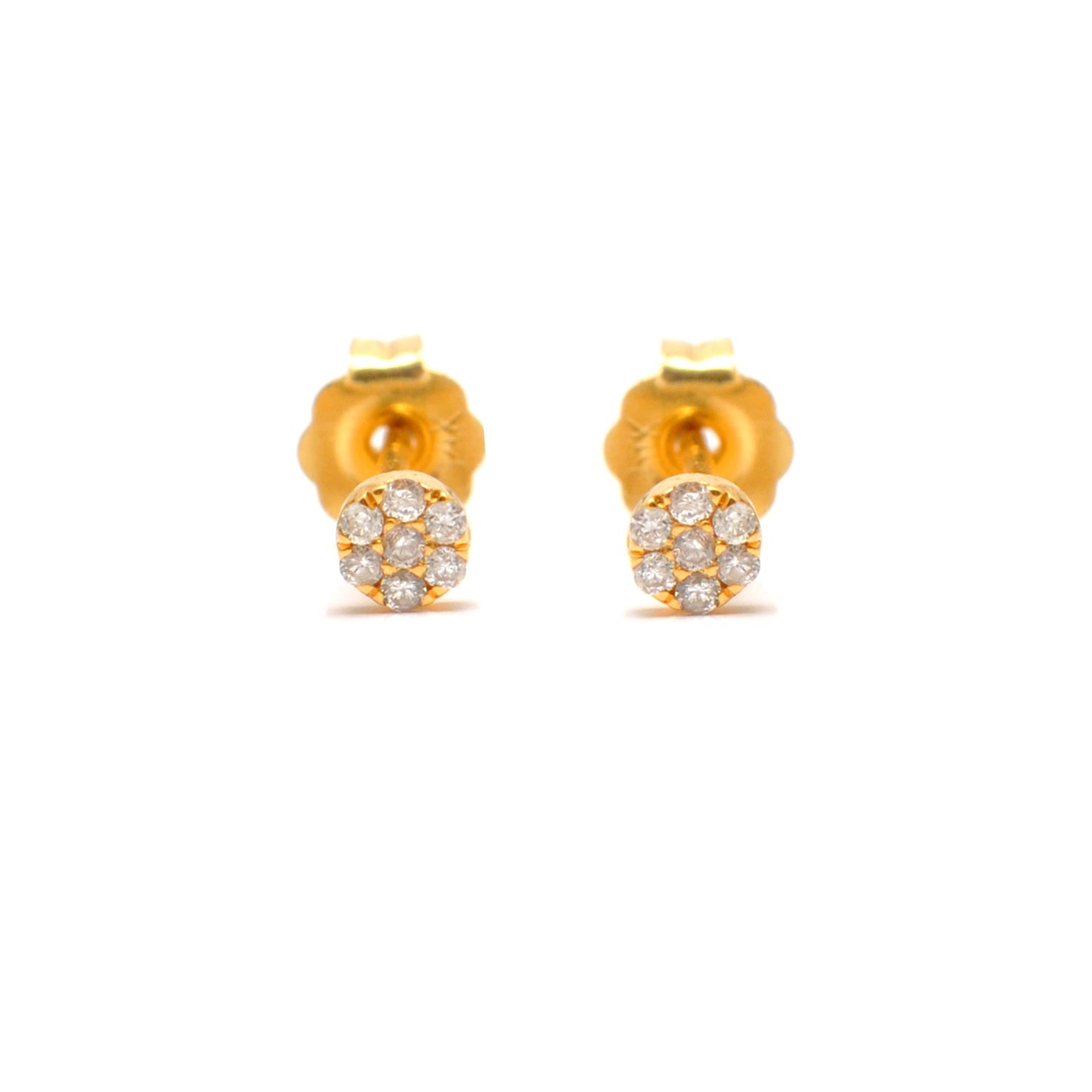 14k Solid Yellow Gold Pave Diamond Stud Earrings - Sar Gems