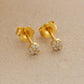 14k Solid Yellow Gold Pave Diamond Stud Earrings - Sar Gems