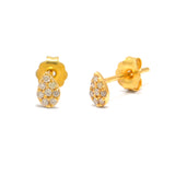 14k Solid Yellow Gold Pave Diamond Minimalist Stud Earrings - Sar Gems