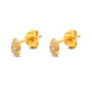 14k Solid Yellow Gold Pave Diamond Minimalist Stud Earrings - Sar Gems