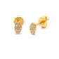 14k Solid Yellow Gold Pave Diamond Minimalist Stud Earrings - Sar Gems