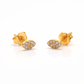 14k Solid Yellow Gold Pave Diamond Minimalist Stud Earrings - Sar Gems