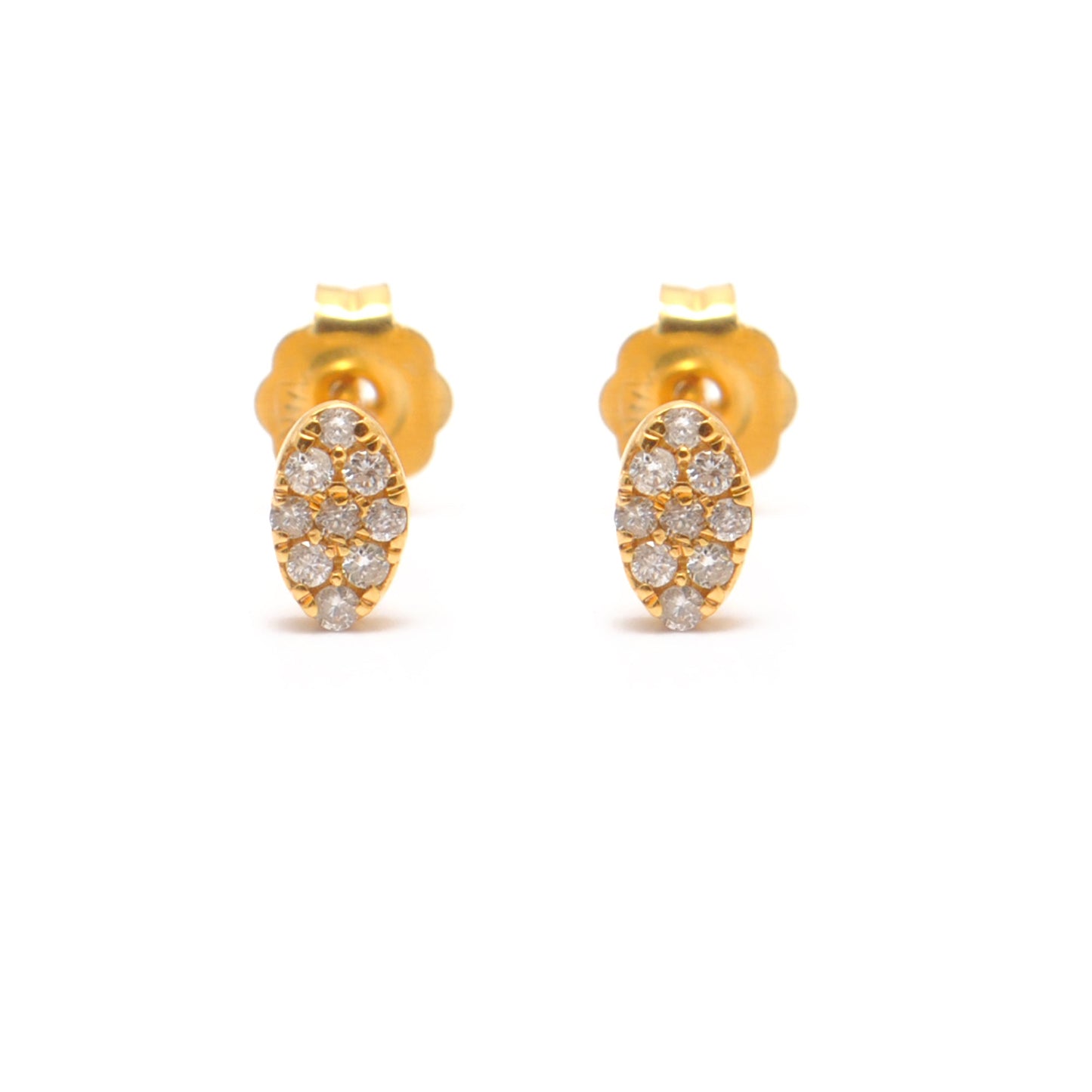 14k Solid Yellow Gold Pave Diamond Minimalist Stud Earrings - Sar Gems