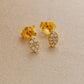 14k Solid Yellow Gold Pave Diamond Minimalist Stud Earrings - Sar Gems