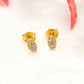 14k Solid Yellow Gold Pave Diamond Minimalist Stud Earrings - Sar Gems