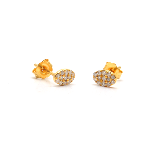 14k Yellow Gold Minimalist Diamond Stud Earrings - Sar Gems