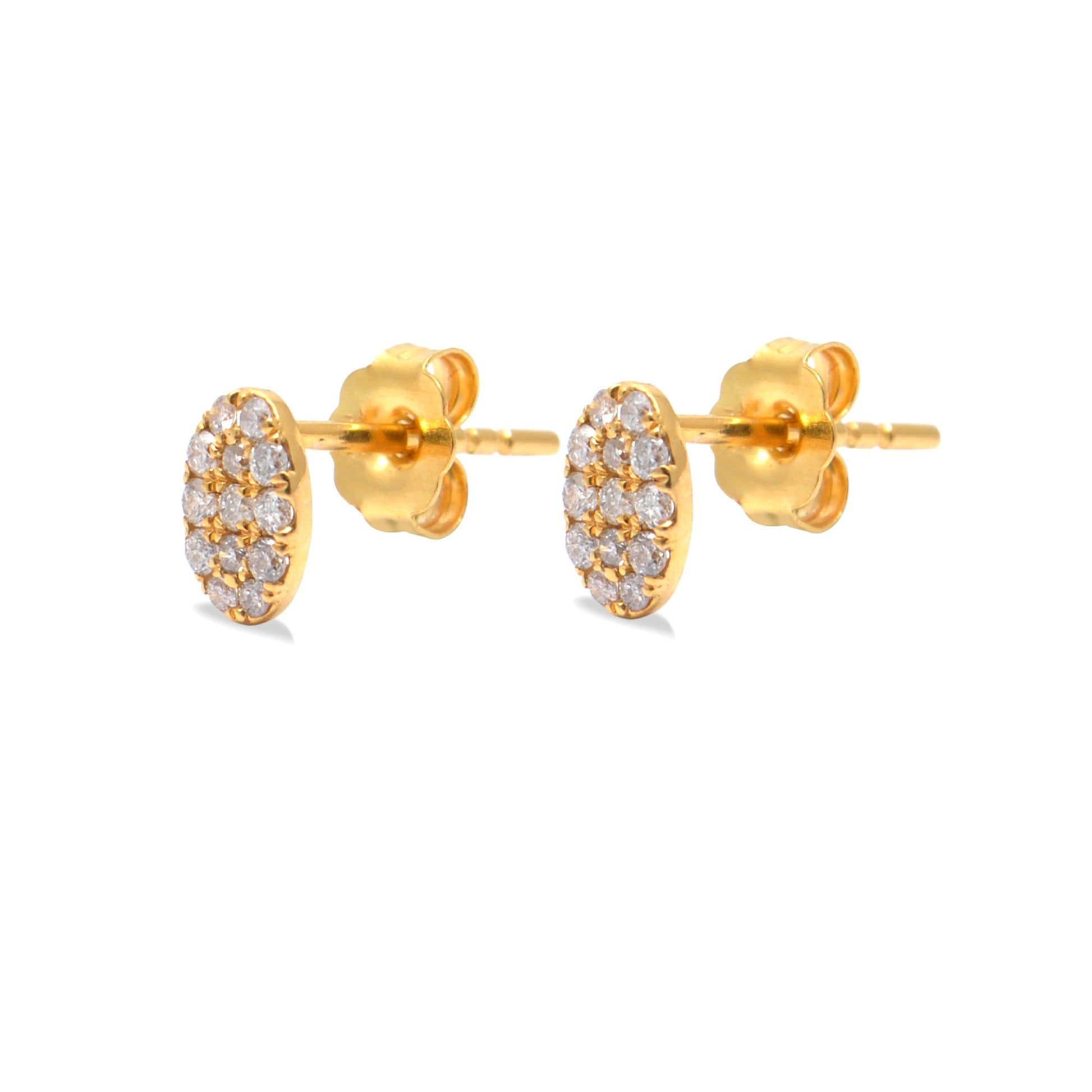 14k Yellow Gold Minimalist Diamond Stud Earrings - Sar Gems