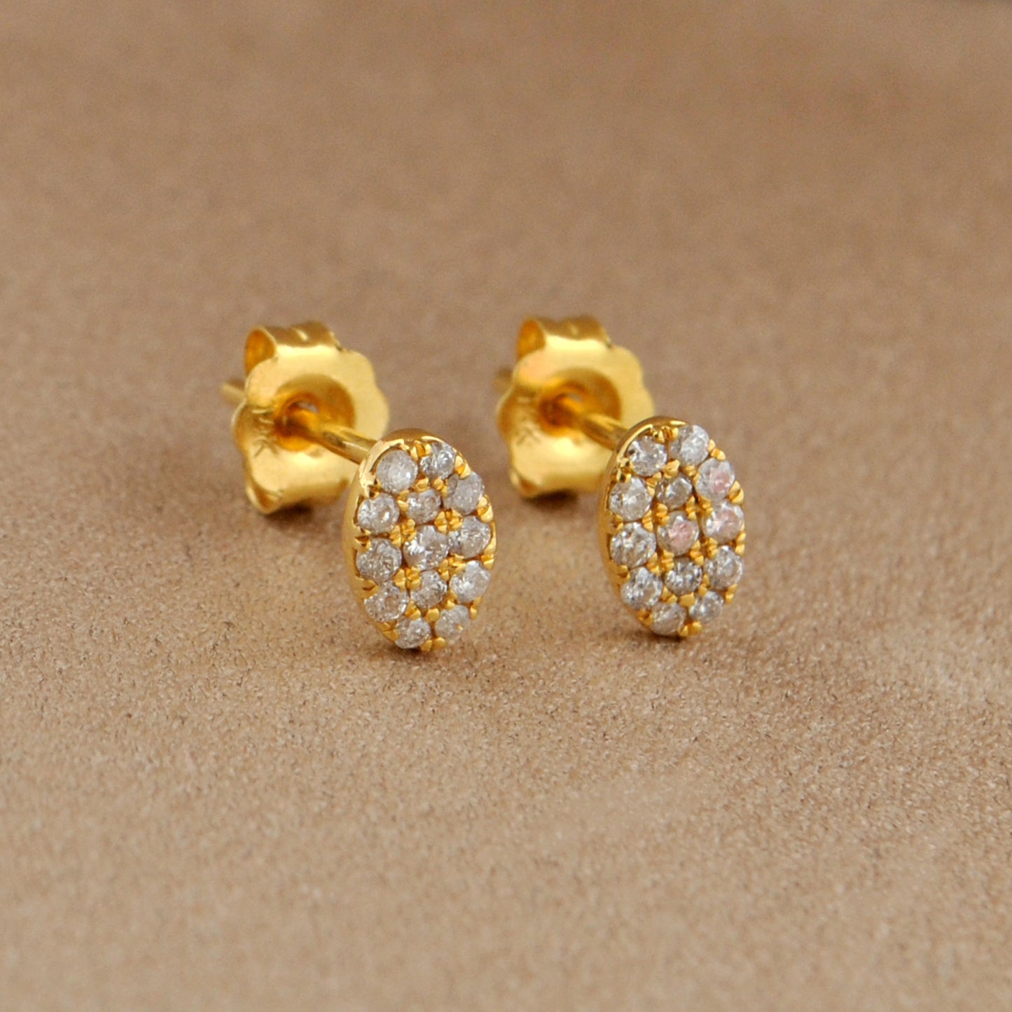 14k Yellow Gold Minimalist Diamond Stud Earrings - Sar Gems