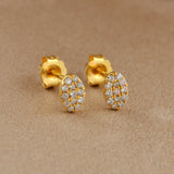 14k Yellow Gold Minimalist Diamond Stud Earrings - Sar Gems
