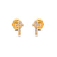 14k Solid Yellow Gold Pave Diamond Minimalist Cross Stud Earrings - Sar Gems