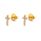 14k Solid Yellow Gold Pave Diamond Minimalist Cross Stud Earrings - Sar Gems