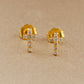 14k Solid Yellow Gold Pave Diamond Minimalist Cross Stud Earrings - Sar Gems