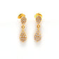 14k Solid Yellow Gold Pave Diamond Minimalist Dangle Earrings - Sar Gems