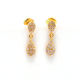 14k Solid Yellow Gold Pave Diamond Minimalist Dangle Earrings - Sar Gems