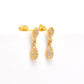 14k Solid Yellow Gold Pave Diamond Minimalist Dangle Earrings - Sar Gems