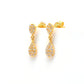 14k Solid Yellow Gold Pave Diamond Minimalist Dangle Earrings - Sar Gems