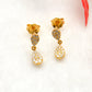 14k Solid Yellow Gold Pave Diamond Minimalist Dangle Earrings - Sar Gems