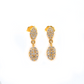14k Solid Yellow Gold Pave Diamond Minimalist Drop Earrings - Sar Gems