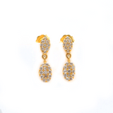 14k Solid Yellow Gold Pave Diamond Minimalist Drop Earrings - Sar Gems