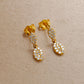 14k Solid Yellow Gold Pave Diamond Minimalist Drop Earrings - Sar Gems