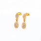 14k Solid Yellow Gold Pave Diamond Minimalist Drop Earrings - Sar Gems