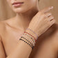 925 Sterling Silver Bracelet with Amethyst, Red Chalcedony, Black Onyx & Pink Quartz
